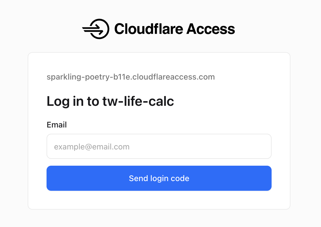 套上 Access 後,造訪受保護網址會先看到 Cloudflare Access 的登入驗證畫面
